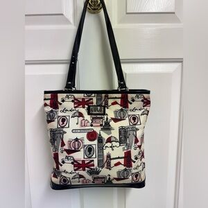 Lulu Guinness Iconic London Print Tote - Red, Black, and Cream